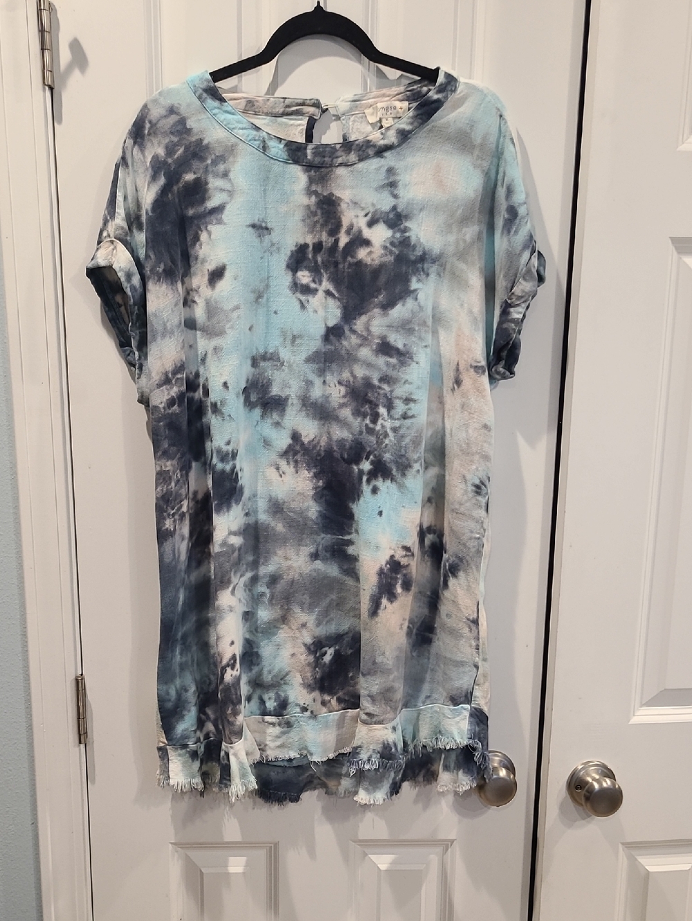 Umgee Blue and Gray Tie-Dye Tunic Top